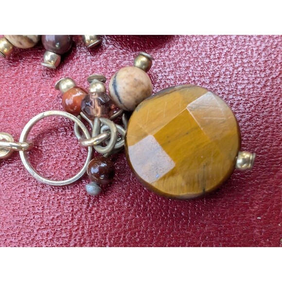 Vintage Tigers Eye & Jasper Earrings - Picture 9 of 10